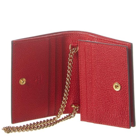 Gucci Red Leather Wallet with Gold Chain - Picture 4 of 7